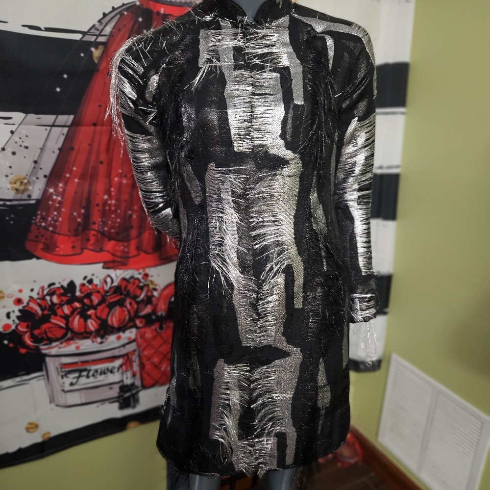 NWOT Black and Silver Statement Dress